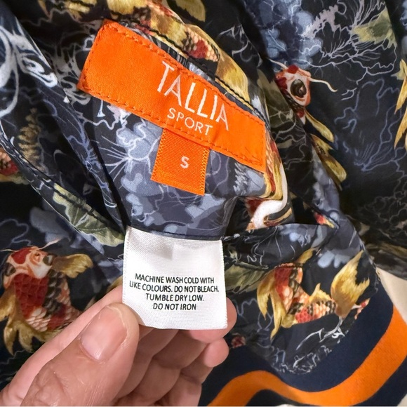 TALLIA reversible Bomber BLUE/KOI print with Vibrant Orange Accents - Picture 5 of 6